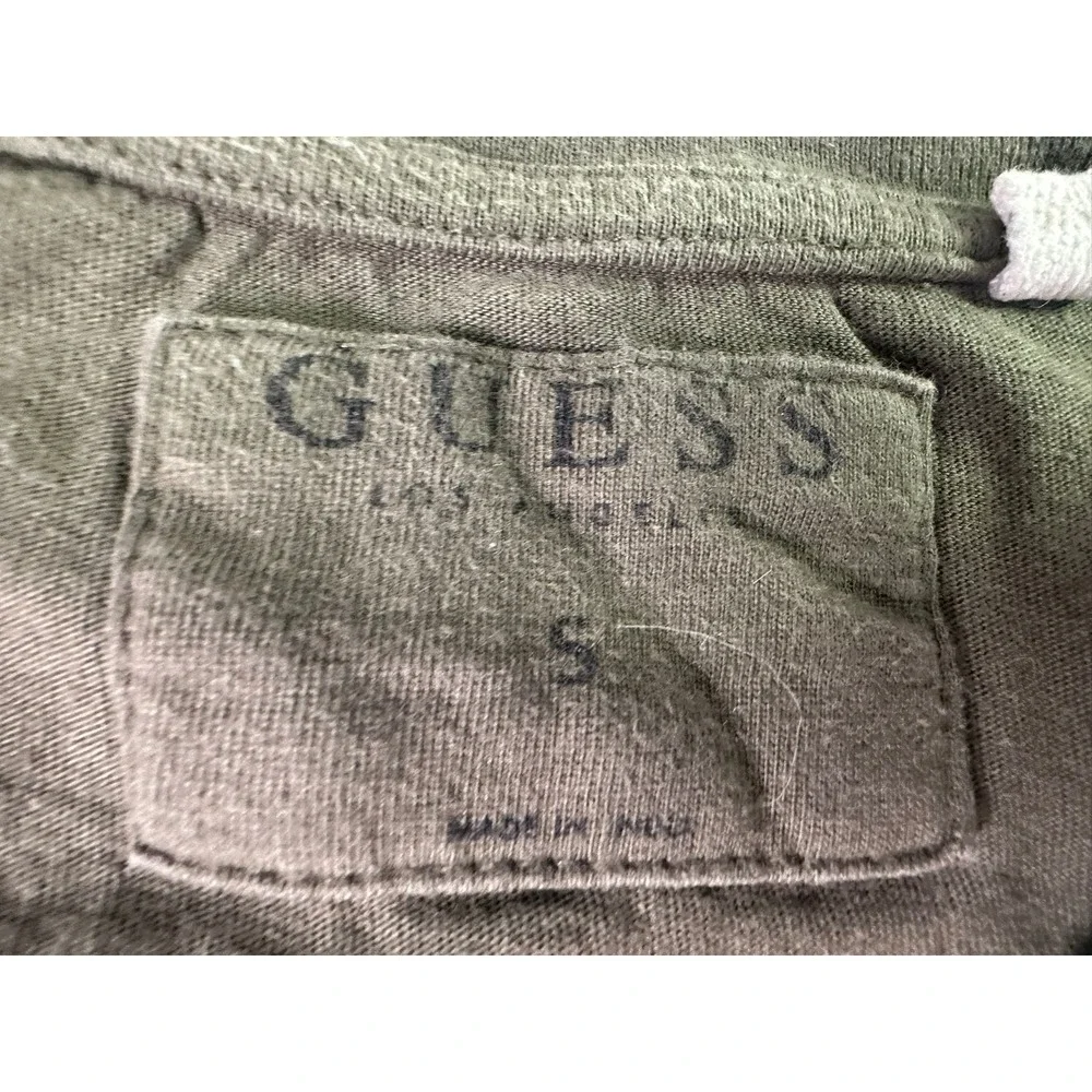 Guess Los Angeles Mens Small S‎ Colorblock V-Neck T-Shirt Olive Gray Streetwear - Picture 4 of 8